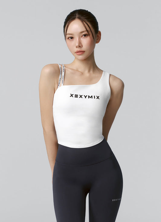 Unbalanced Logo Banding Crop Top
