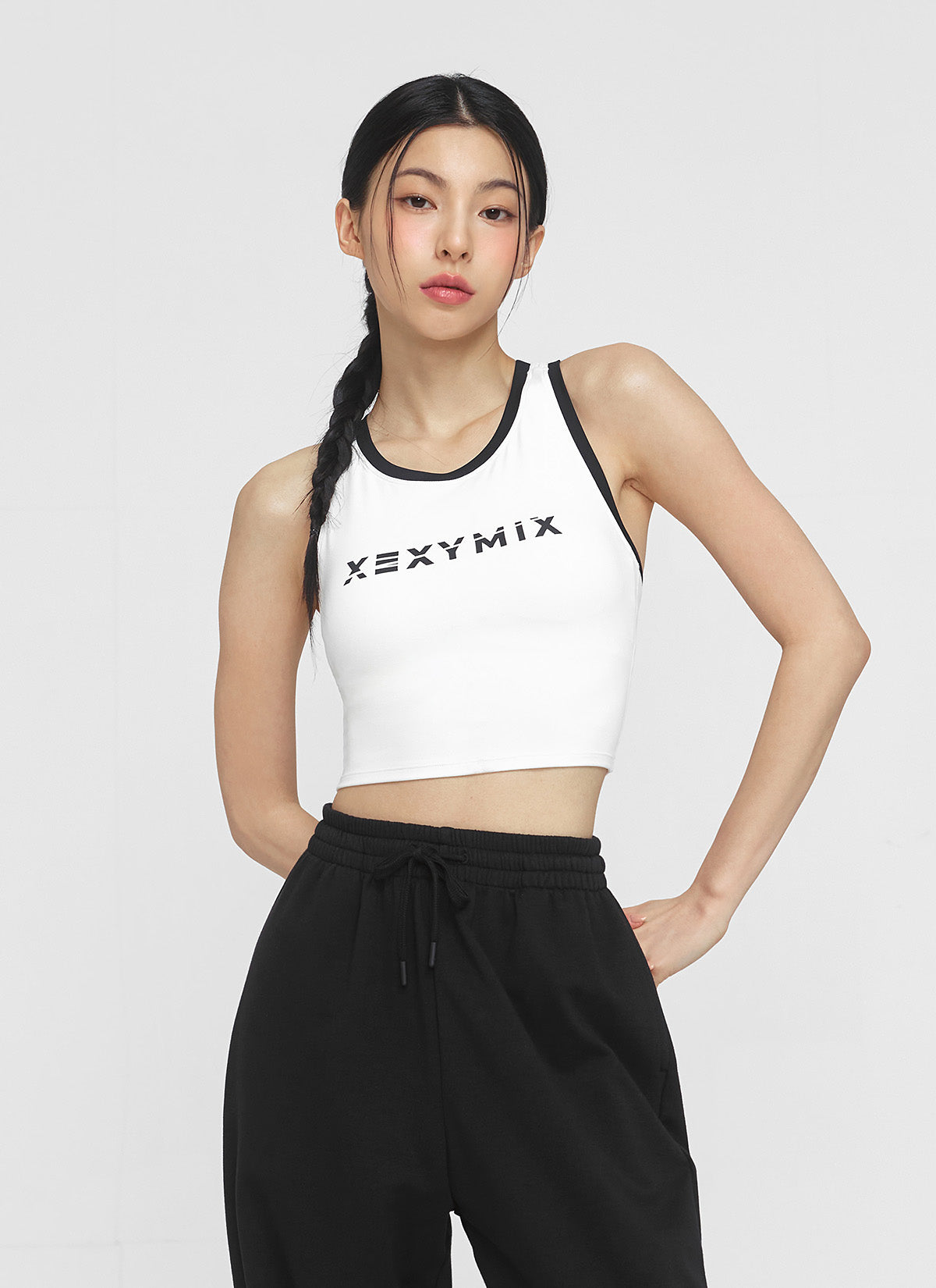Sporty Logo Color Block Bra Top