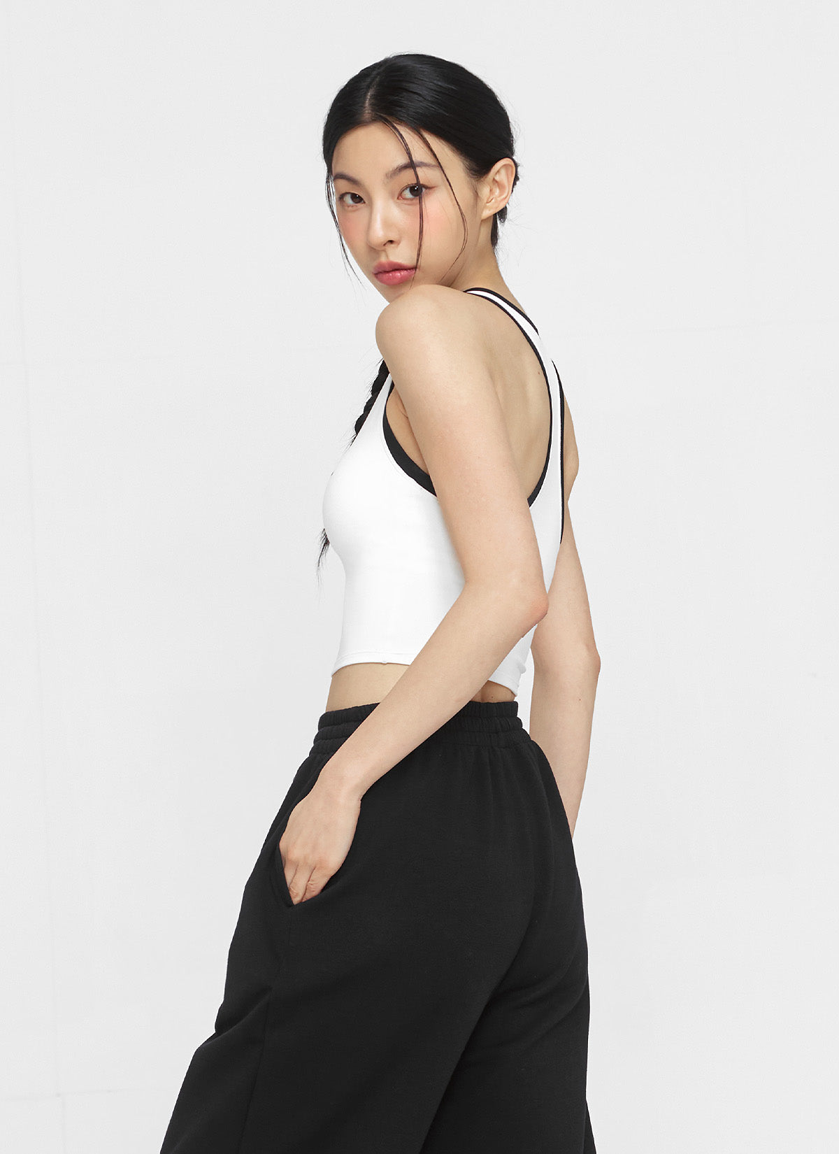 Sporty Logo Color Block Bra Top