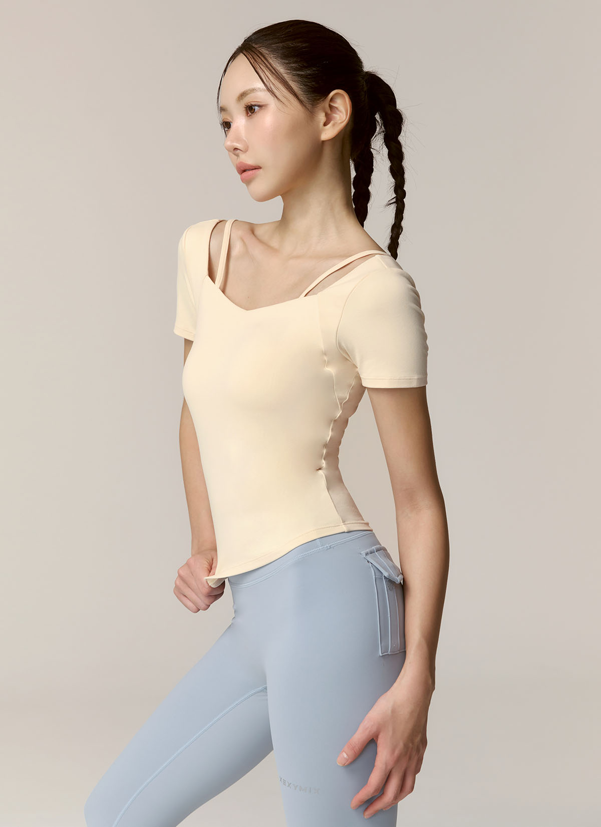 Cotton-Like Heart Neck Crop Top