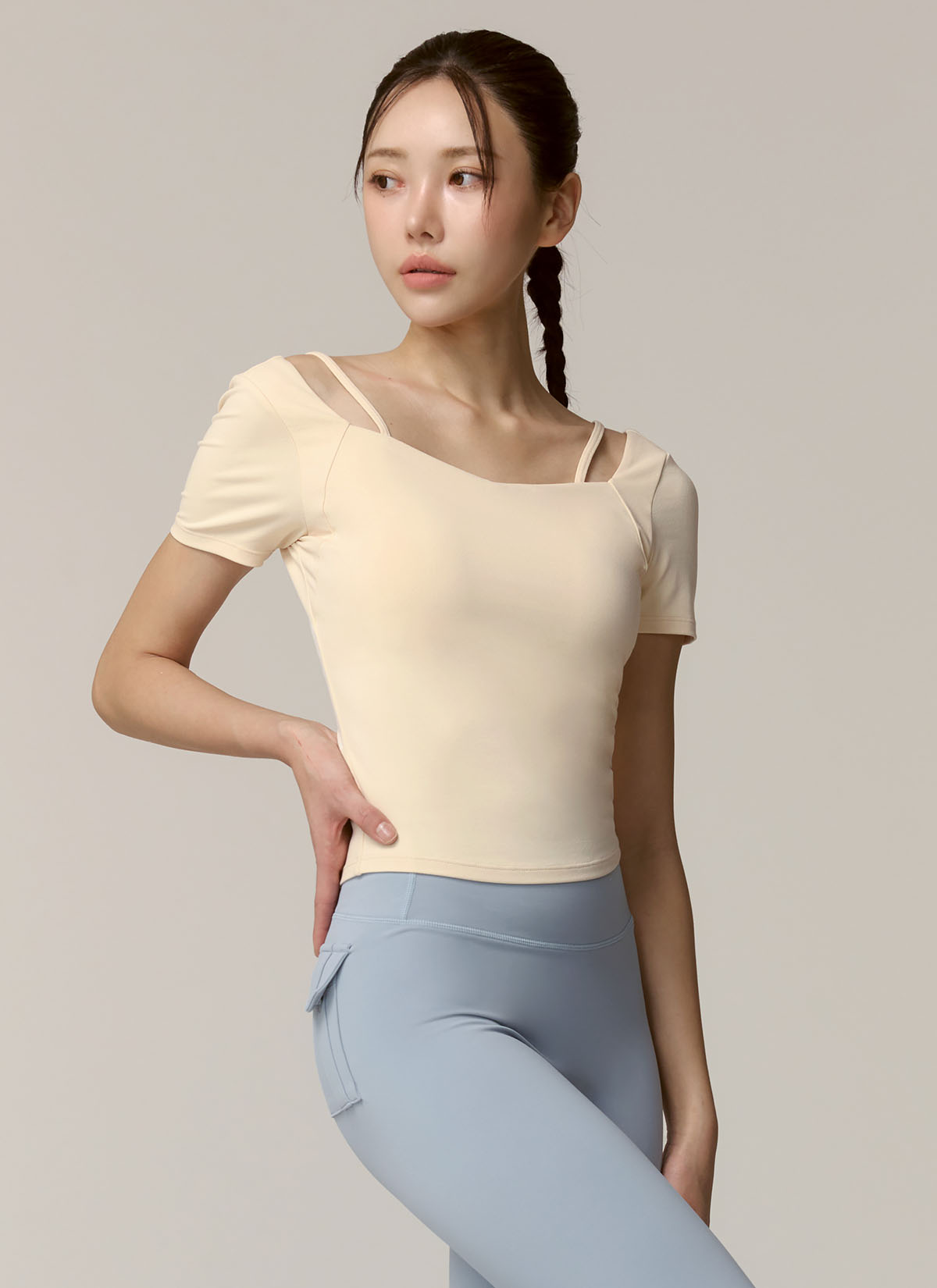 Cotton-Like Heart Neck Crop Top