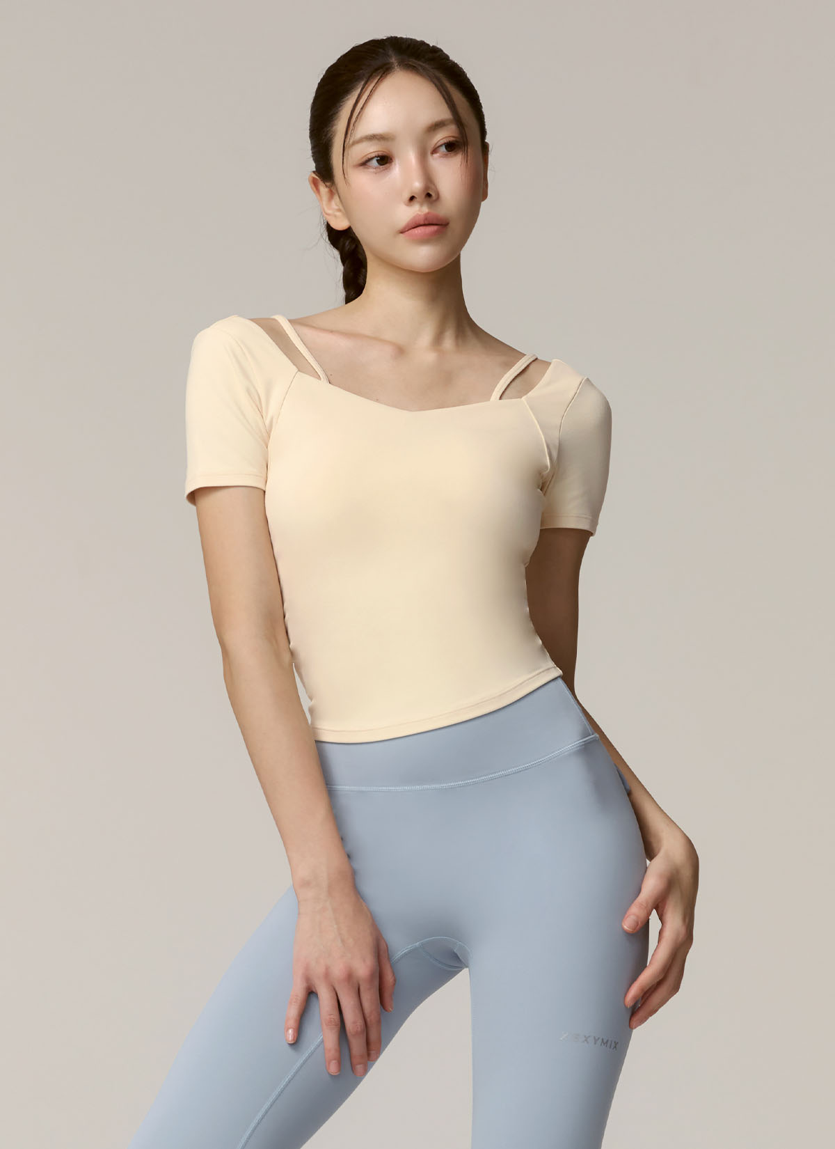 Cotton-Like Heart Neck Crop Top