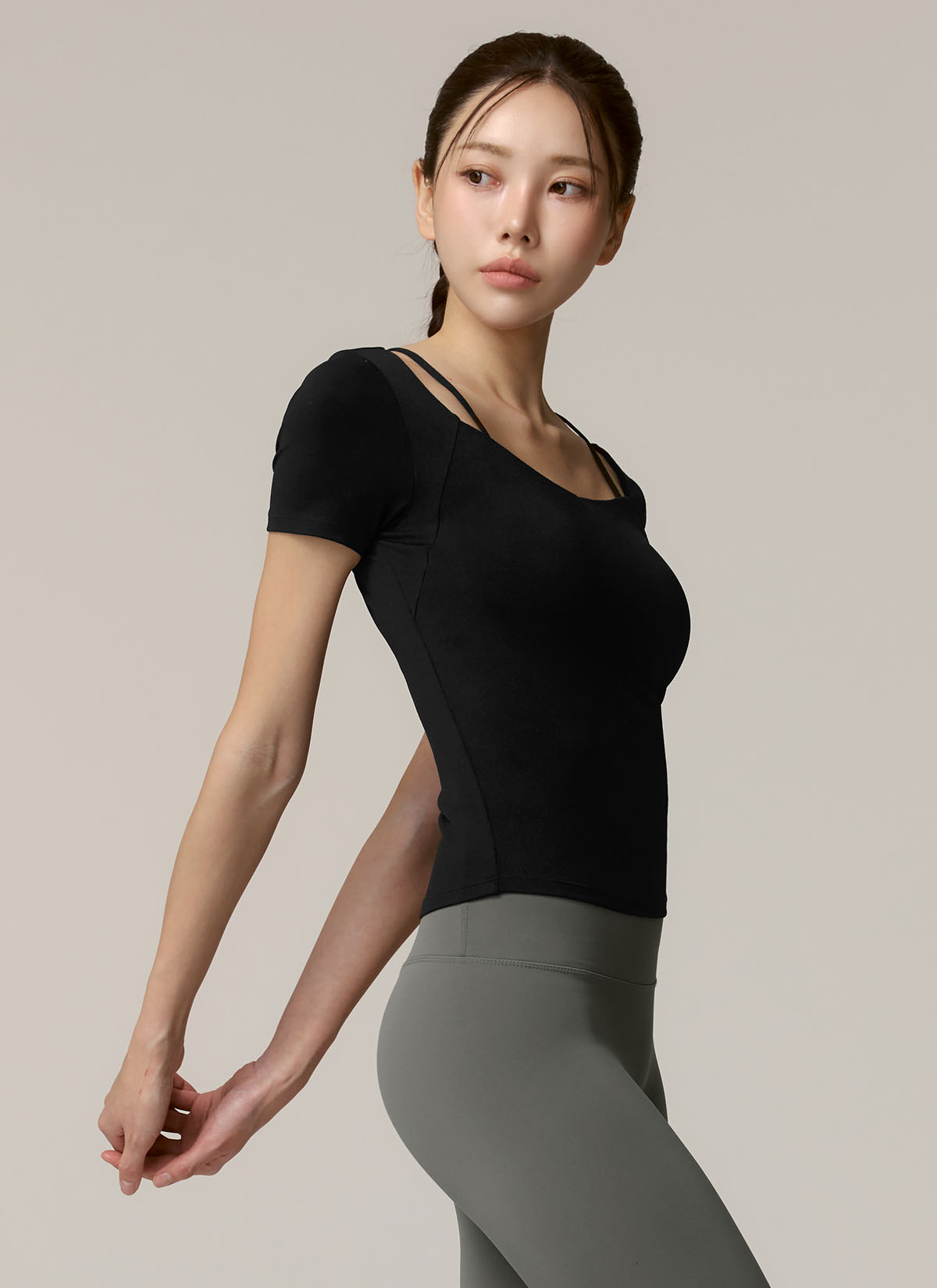 Cotton-Like Heart Neck Crop Top