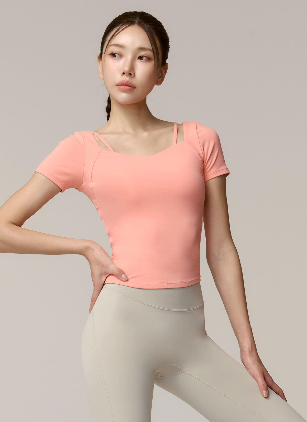 Cotton-Like Heart Neck Crop Top