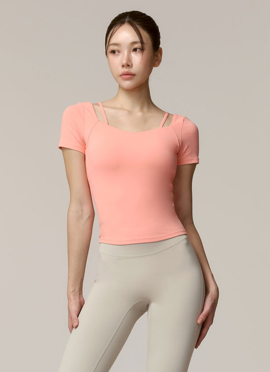 Cotton-Like Heart Neck Crop Top