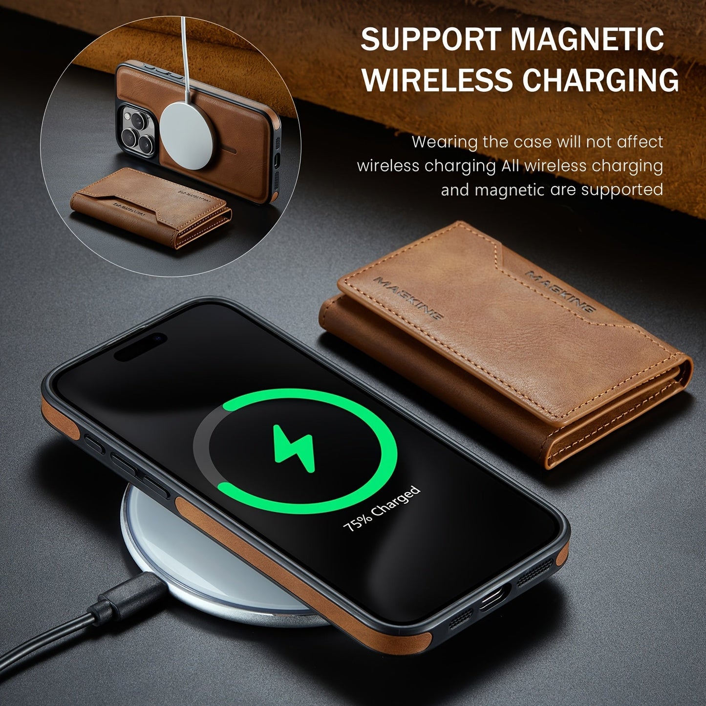 Magnetic Wallet Case for iPhone- HMT24TR