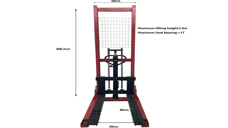 1 Ton Manual Hydraulic Pump Walkie Stacker Forklift Reach Pallet