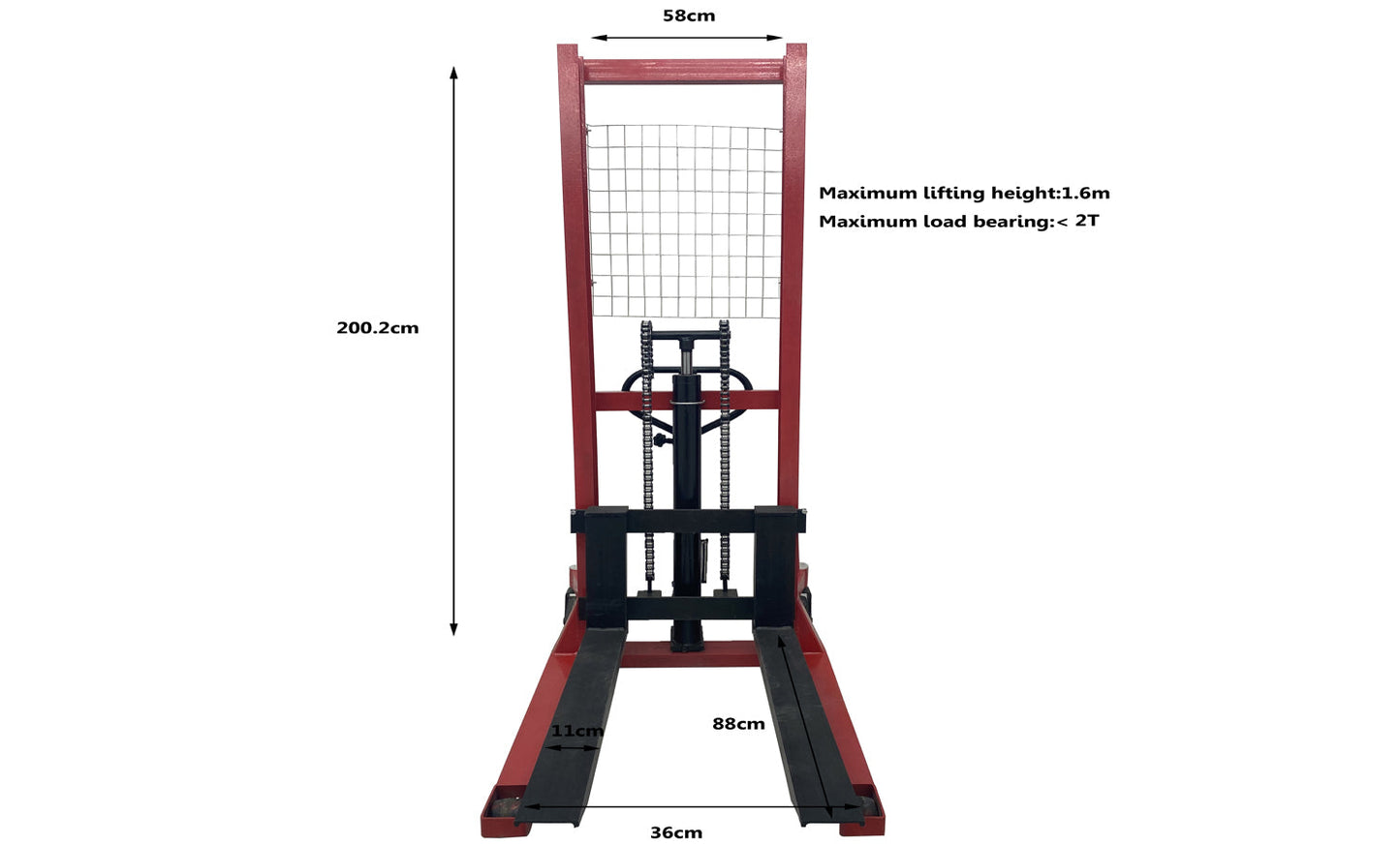 2 Ton Manual Hydraulic Pump Walkie Stacker Forklift Reach Pallet