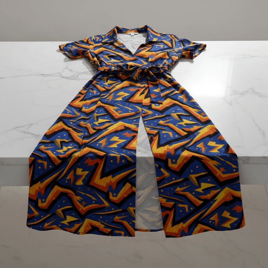 Maximalist Midi Dress for Gallery-Going Self-Expressers — AOP Button-Front Shirt Dress, Festival Statement Dress, Art-Forward Women's Midi