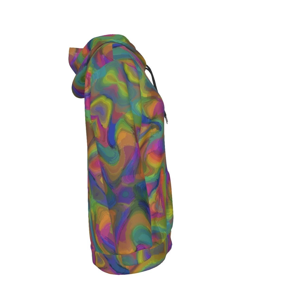 Pastel Melt Swirl Women's Hoodie — Soft Rainbow Marble AOP Pullover for Dreamy Maximalists