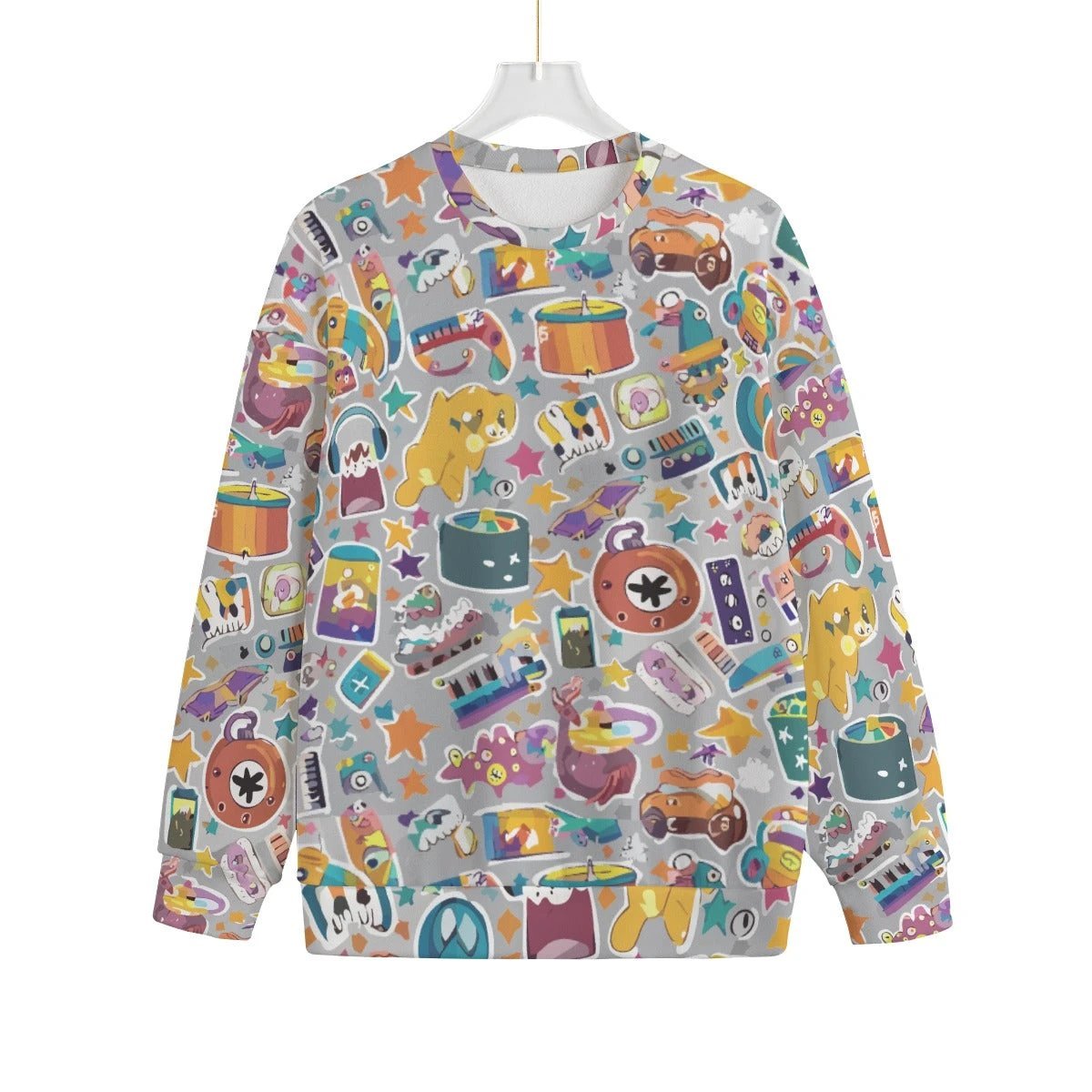 Maximalist Hacci Knit Sweater for Cozy Self-Expressers — Eyeconic Drop-Shoulder AOP Pullover, Statement Loungewear, Indie Fashion