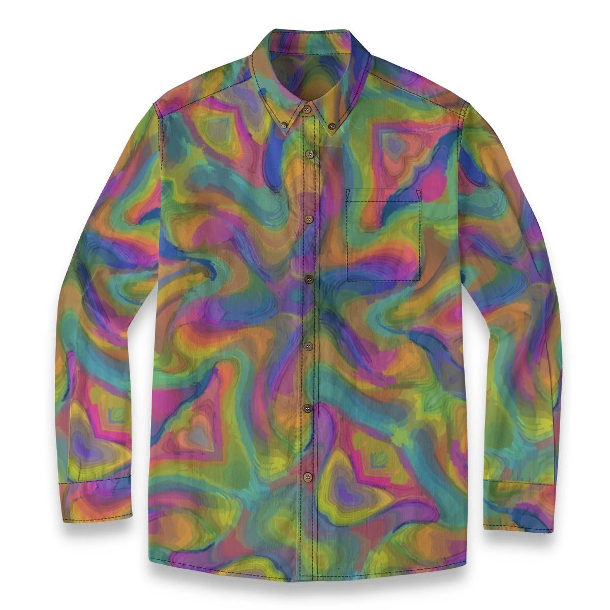 Mystery Machine AOP Lapel Shirt for Retro Maximalists — 125gsm Slub Cotton Scooby-Doo Inspired Long Sleeve Button-Up, Nostalgia-Core Creative Menswear