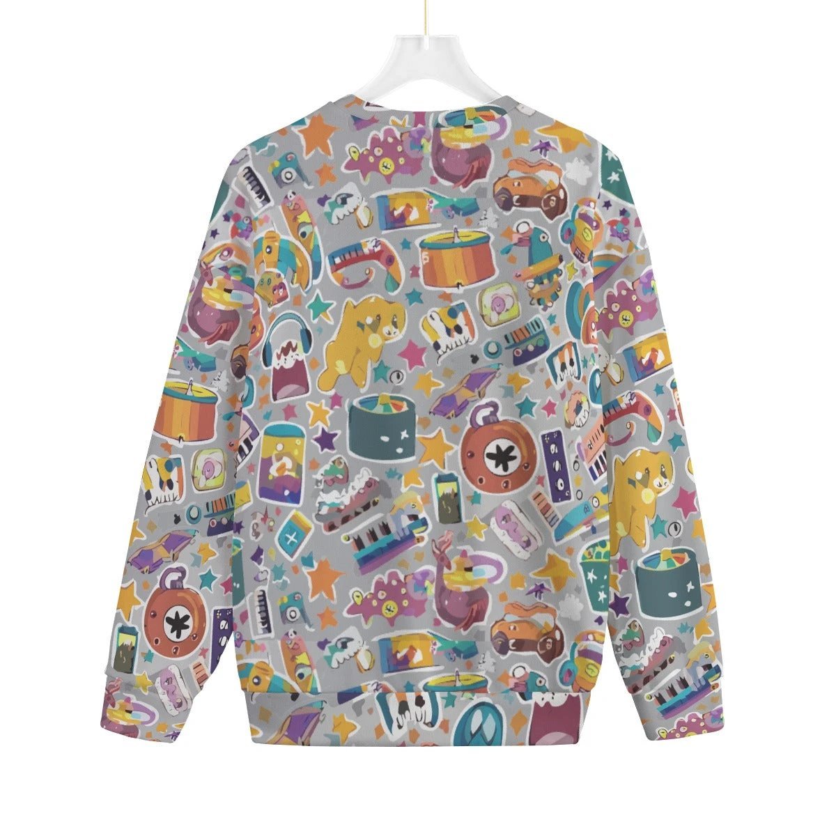 Maximalist Hacci Knit Sweater for Cozy Self-Expressers — Eyeconic Drop-Shoulder AOP Pullover, Statement Loungewear, Indie Fashion