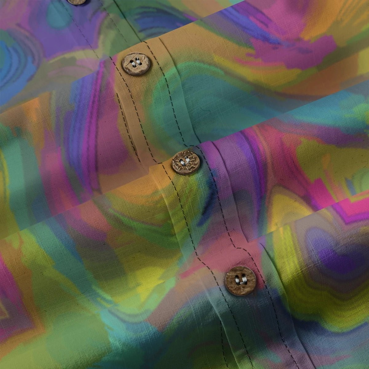 Mystery Machine AOP Lapel Shirt for Retro Maximalists — 125gsm Slub Cotton Scooby-Doo Inspired Long Sleeve Button-Up, Nostalgia-Core Creative Menswear