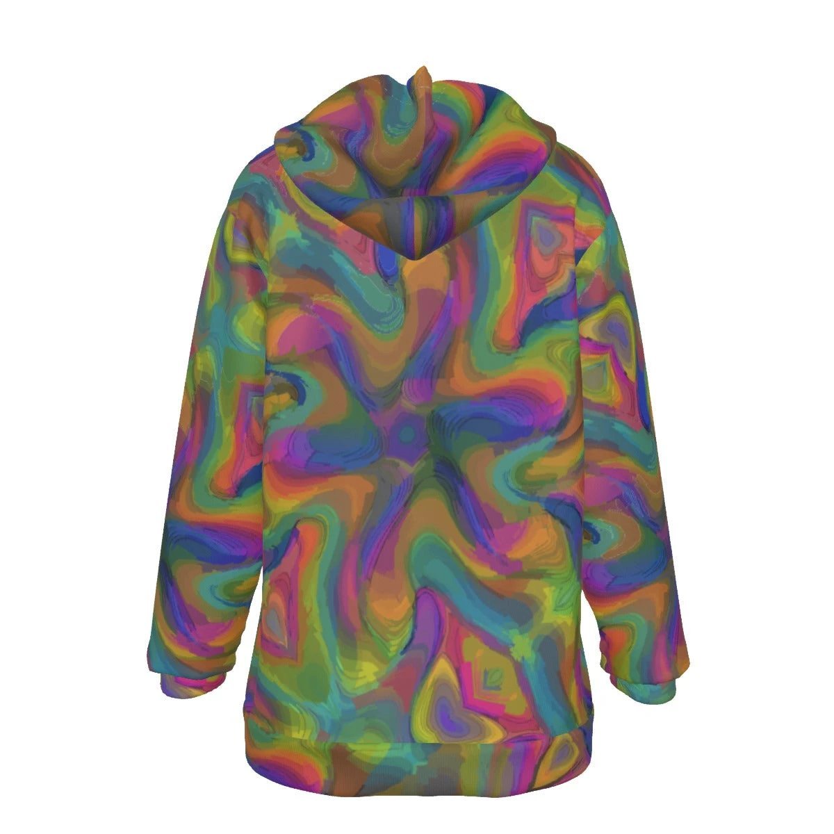 Pastel Melt Swirl Women's Hoodie — Soft Rainbow Marble AOP Pullover for Dreamy Maximalists