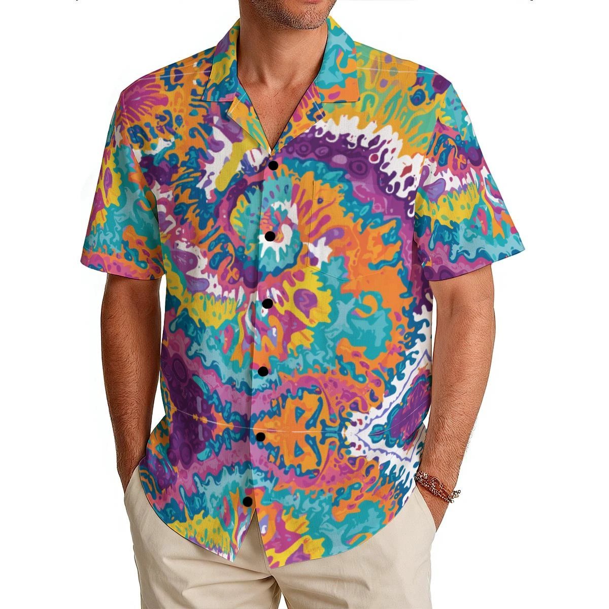 Tropical AOP Hawaiian Shirt | 150GSM Bamboo-Feel Button-Up