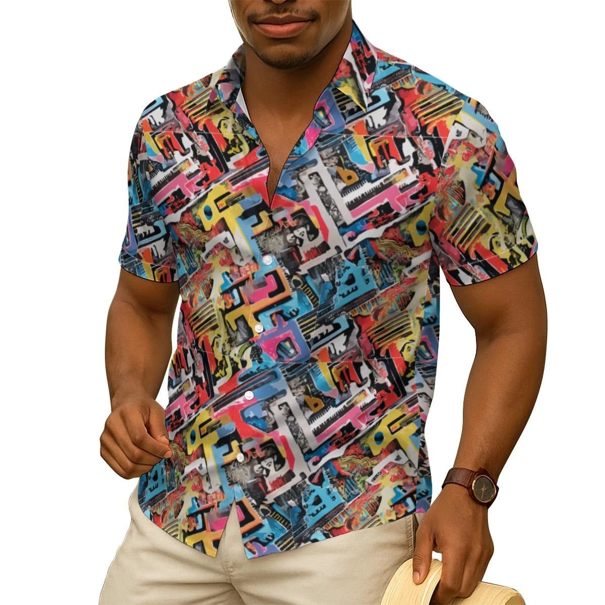Salt Water Tapestry | Abstract Art All-Over Print Silk-Feel Button-Up Shirt