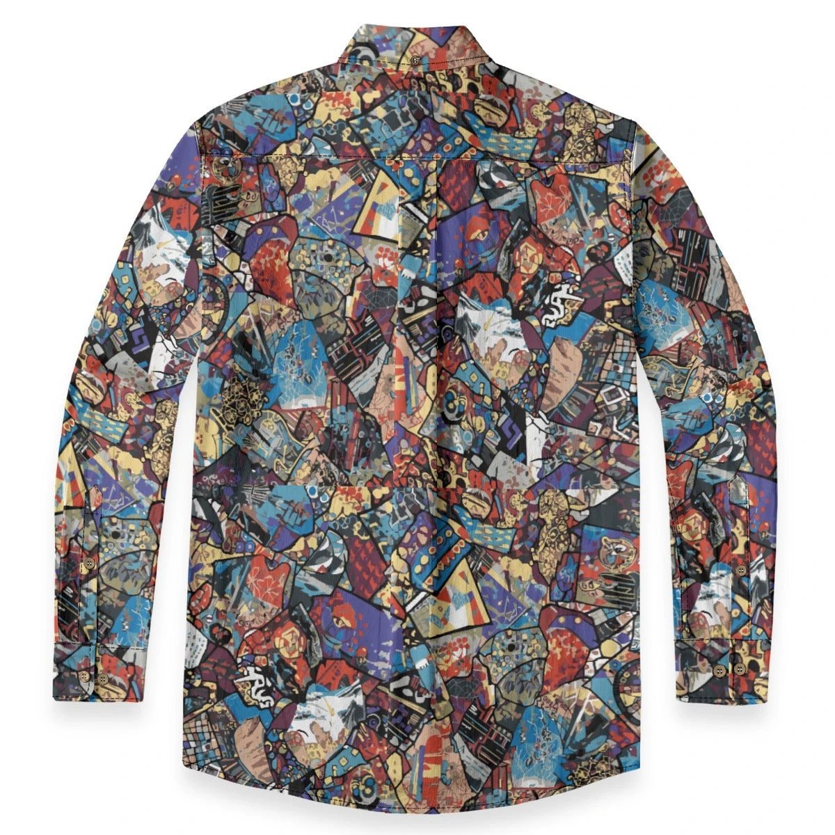 Gatsby's Gear AOP Long Sleeve Button-Up Shirt | Art Deco Maximalist Print Slub Cotton (125gsm, XS–5XL)
