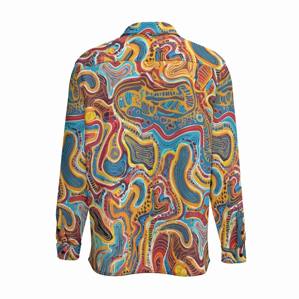 Maximalist Long-Sleeve Shirt for Creative Directors — DNA Thread AOP Button-Up, Art-Forward Workwear, Founder Uniform, Gallery-Ready Menswear