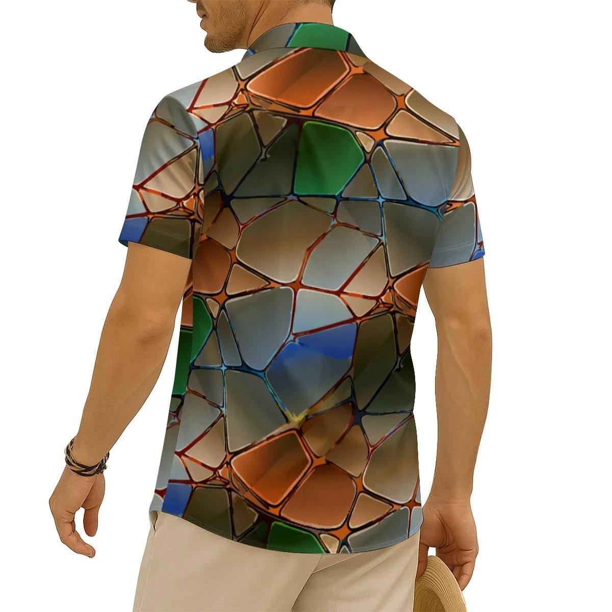 Tortoise Race All-Over Print Silk-Feel Button-Up Shirt