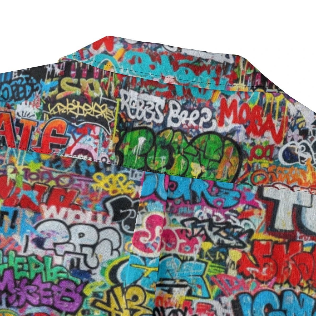 Classic Graffiti AOP Hawaiian Shirt for Summer Main Characters — 125gsm Antibacterial Cotton, Bamboo Texture Roman Collar