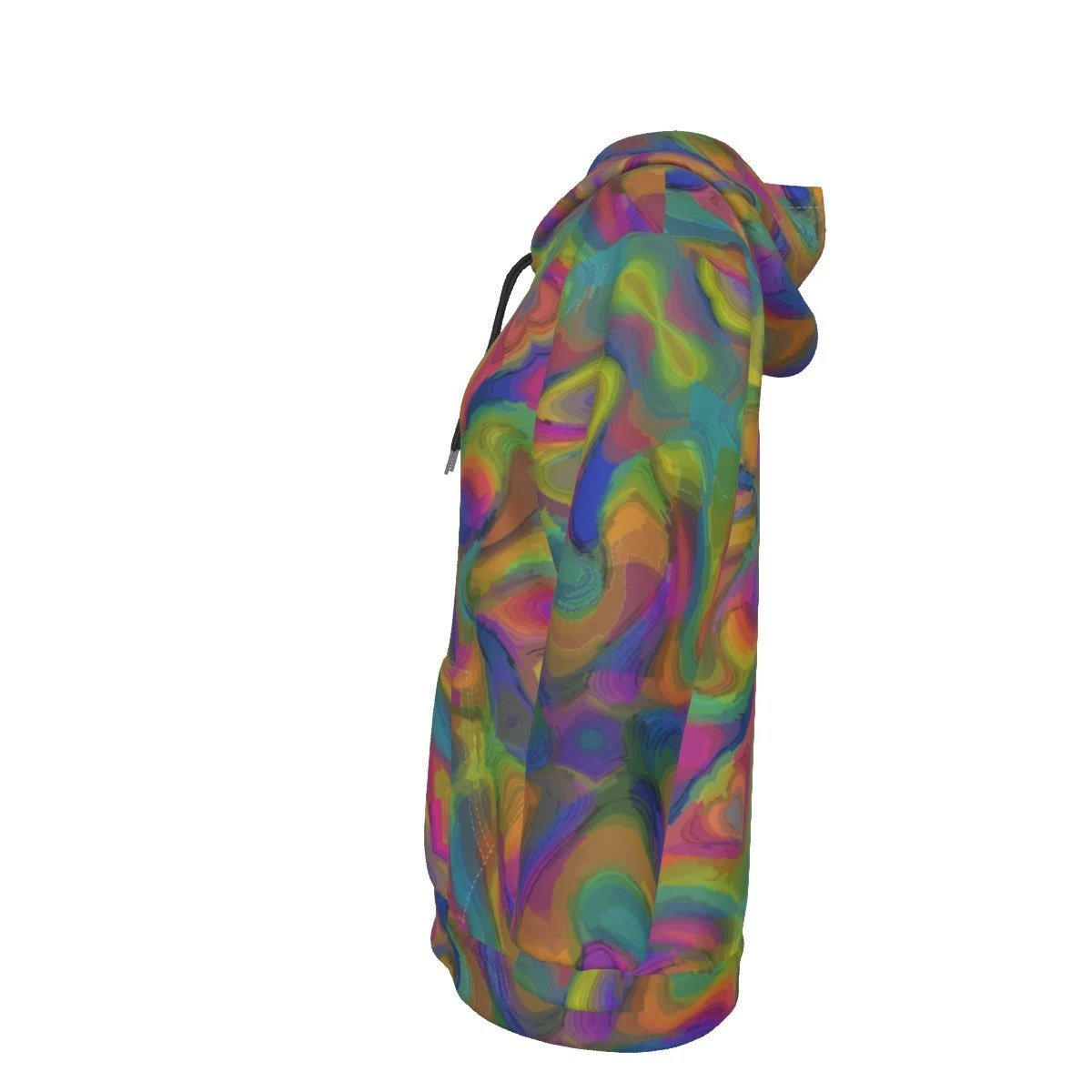 Pastel Melt Swirl Women's Hoodie — Soft Rainbow Marble AOP Pullover for Dreamy Maximalists