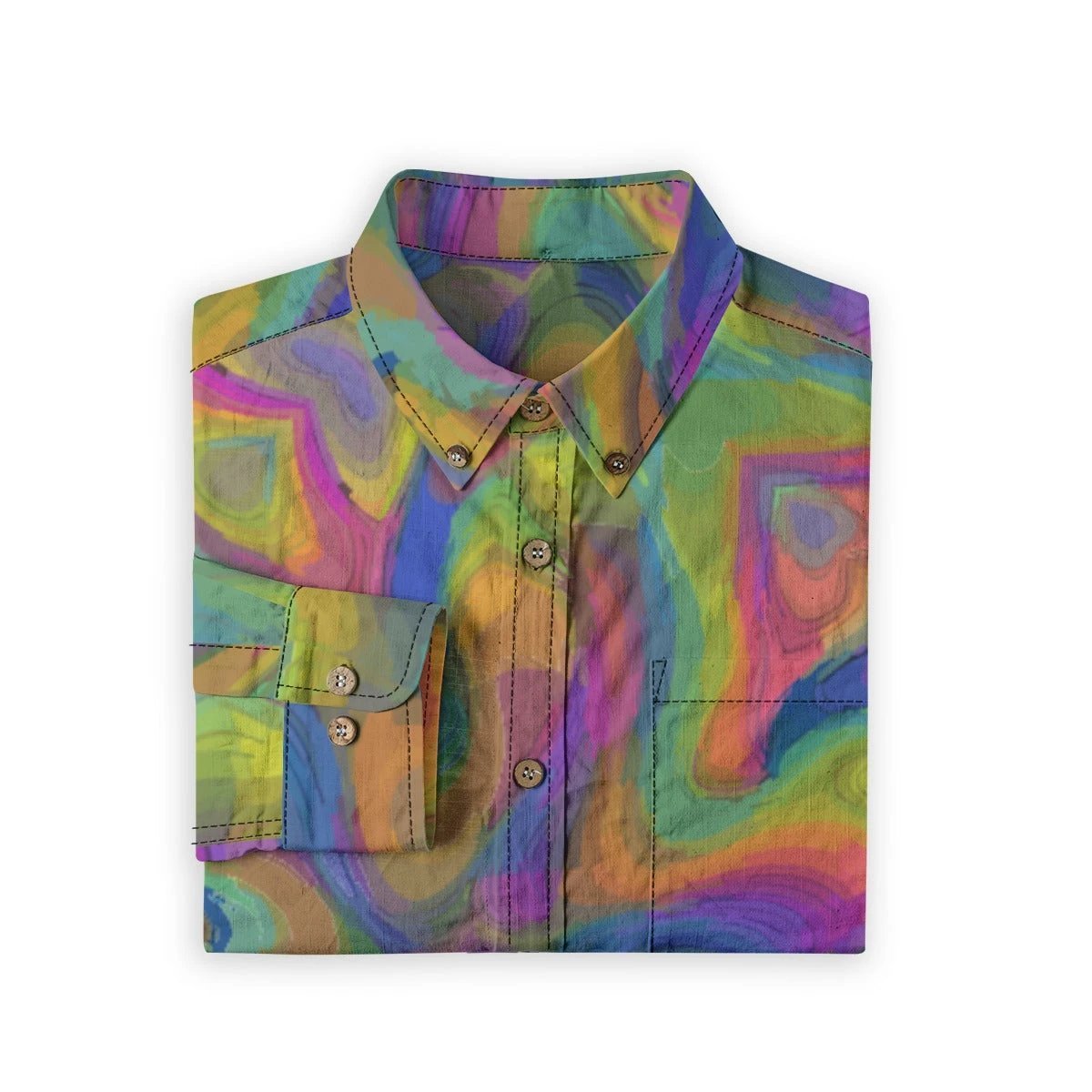 Mystery Machine AOP Lapel Shirt for Retro Maximalists — 125gsm Slub Cotton Scooby-Doo Inspired Long Sleeve Button-Up, Nostalgia-Core Creative Menswear