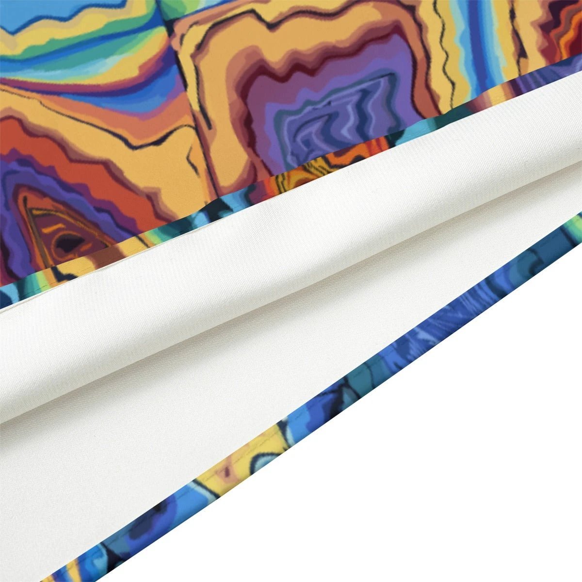 Agate Dreams Silk Bandana — Blue & Amber Geode Marble AOP Square Scarf, Psychedelic Accessory
