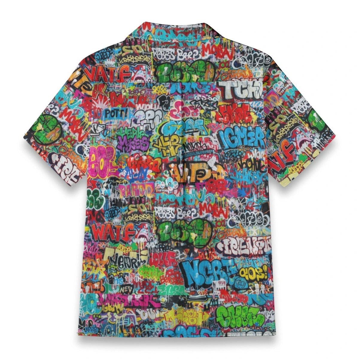 Classic Graffiti AOP Hawaiian Shirt for Summer Main Characters — 125gsm Antibacterial Cotton, Bamboo Texture Roman Collar