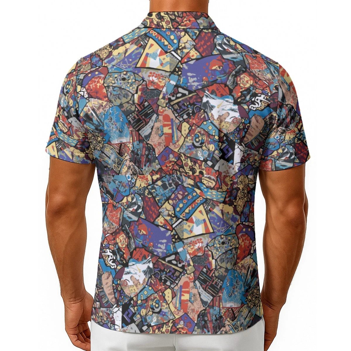 Maximalist Hawaiian Shirt for Art-Literate Dressers — Abstract Patchwork AOP Button-Up, Summer Festival Top, Intricate Print Menswear