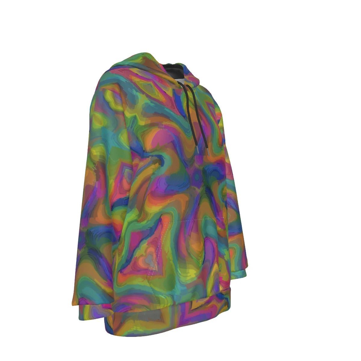 Pastel Melt Swirl Women's Hoodie — Soft Rainbow Marble AOP Pullover for Dreamy Maximalists