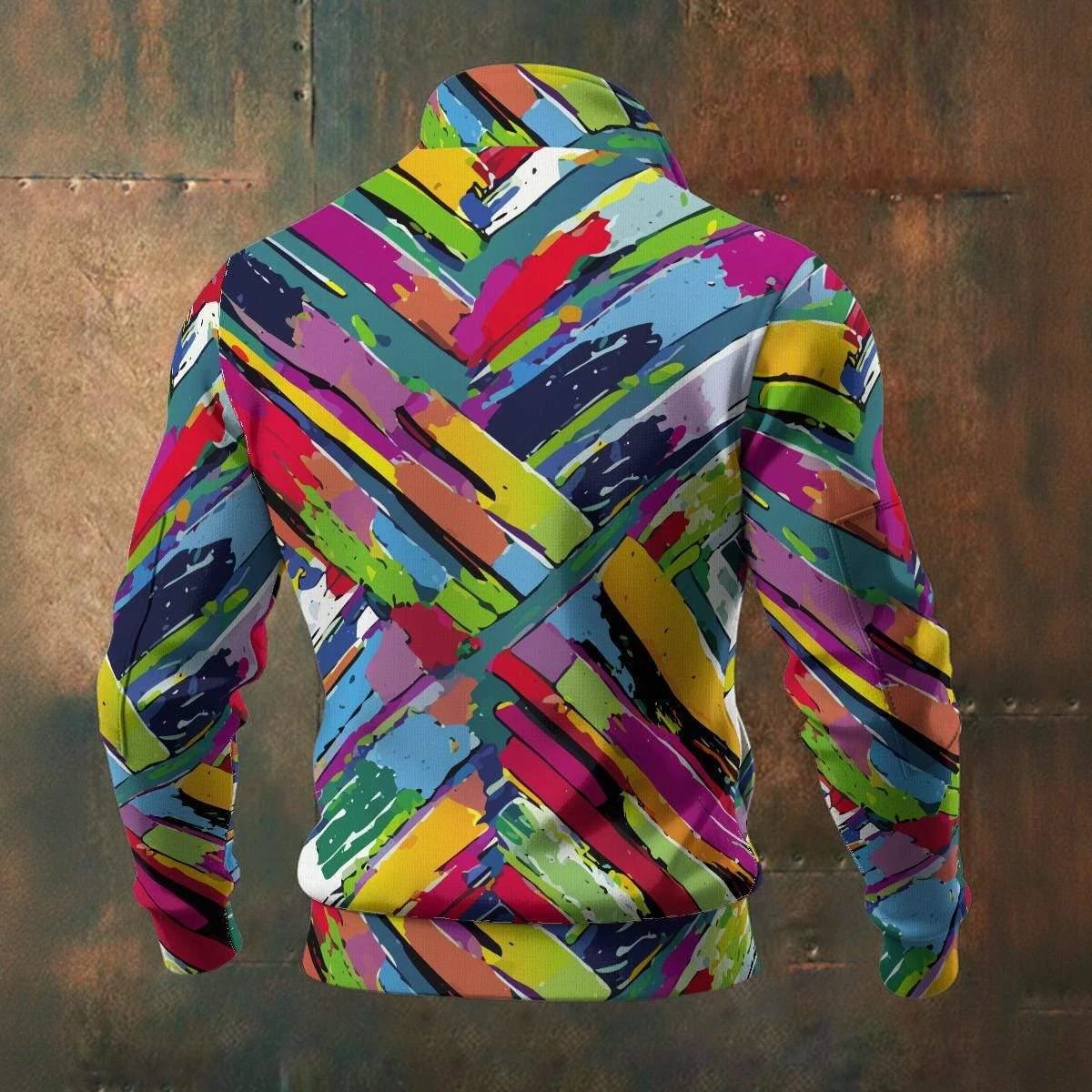 Urban Brushstroke Artist Zip Jacket - Vibrant All-Over Print Windbreaker for Modern Creatives