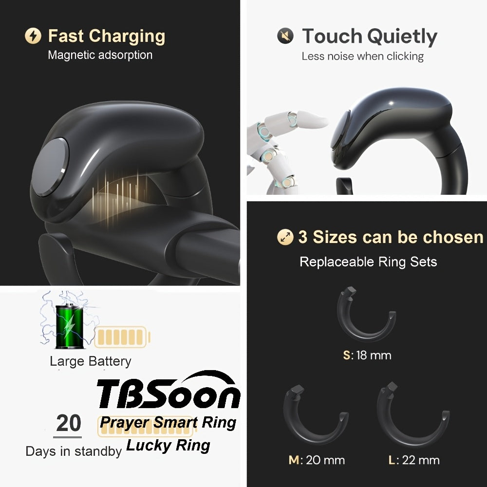 TBSoon iQIBLA Zikr Smart Prayer Ring with OLED Display TJR2K5Z