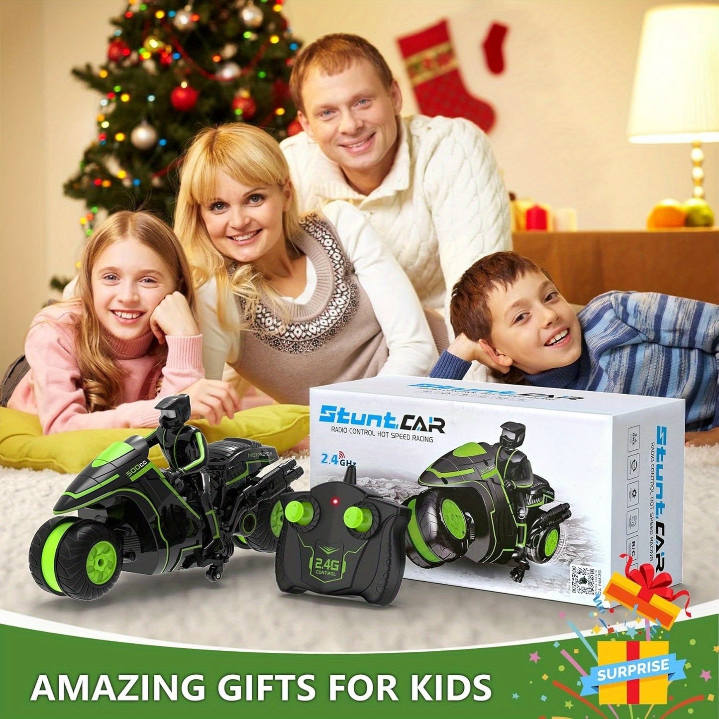 Remote Control Motocross Toy, 360° Stunt Bike TJR5M8P