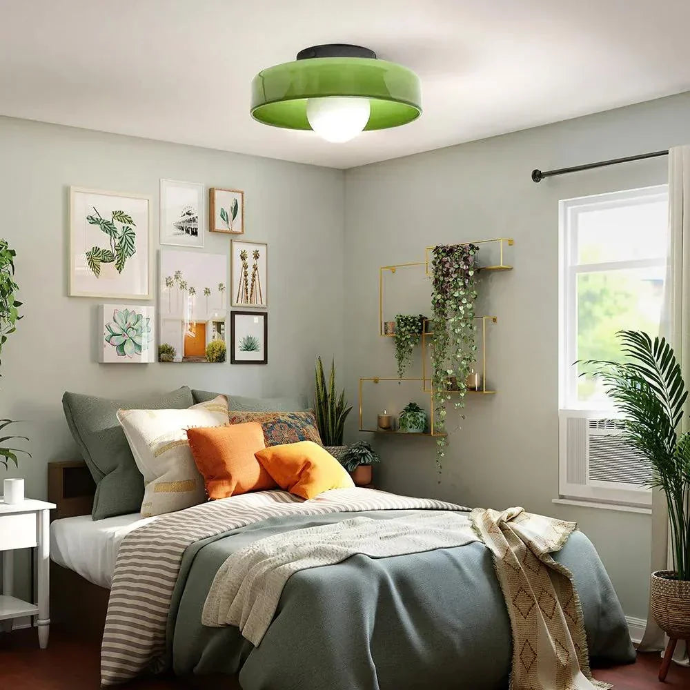 Scandinavian Glass Disc Ceiling Light With Flush Mount Design
