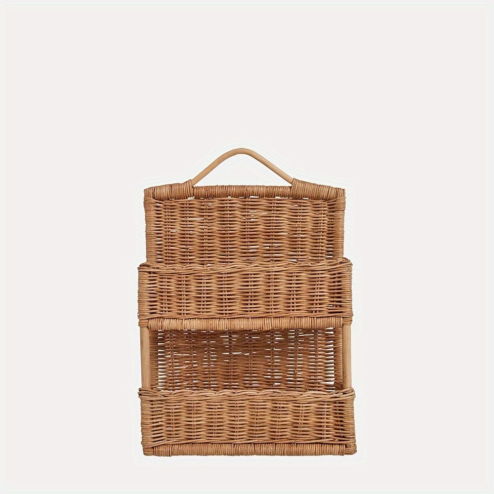 Vintage Nordic Style Rattan Wall-Mounted Basket - R3KL