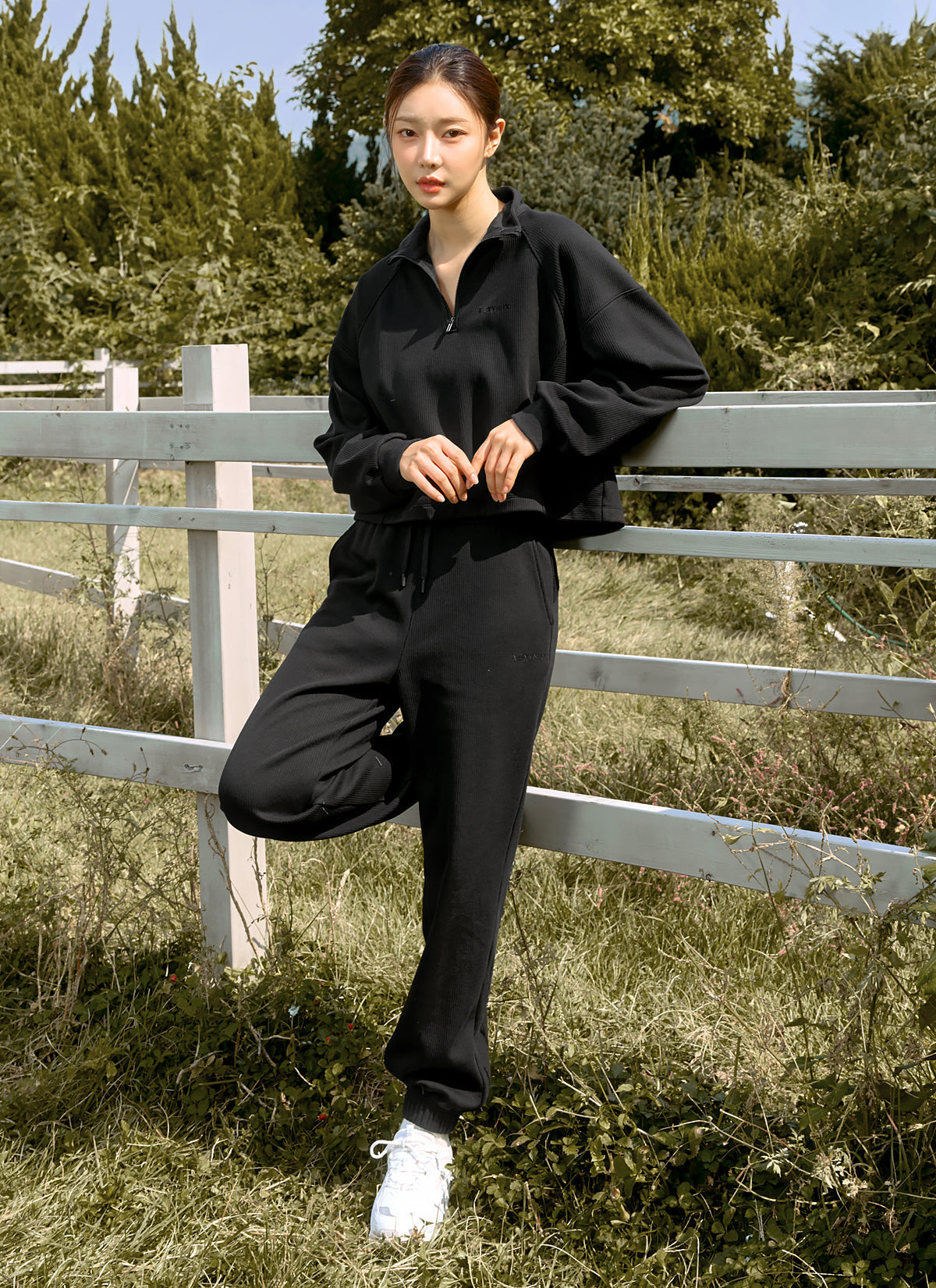 Peach Ribbed Basic Jogger Pants