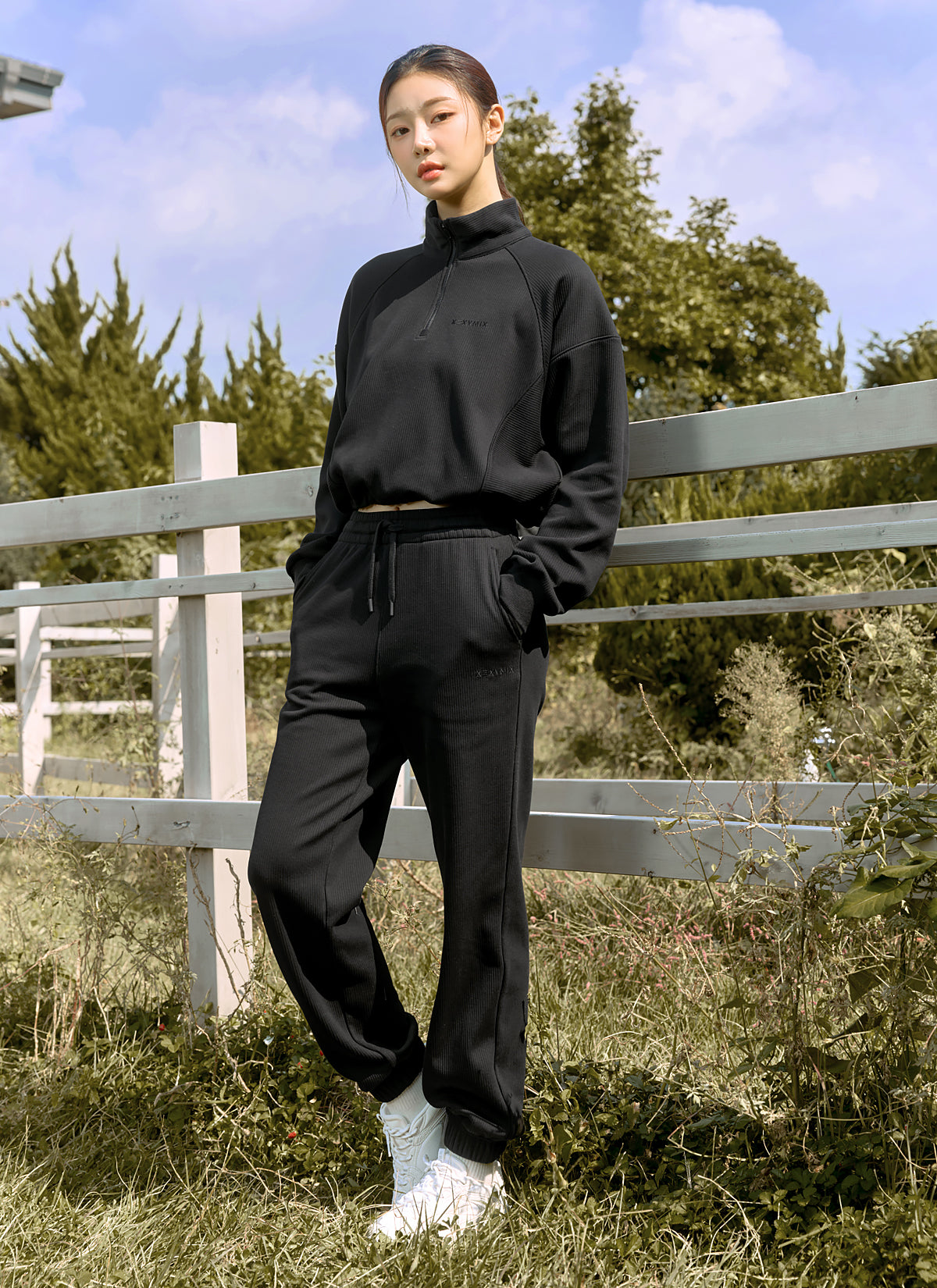 Peach Ribbed Basic Jogger Pants