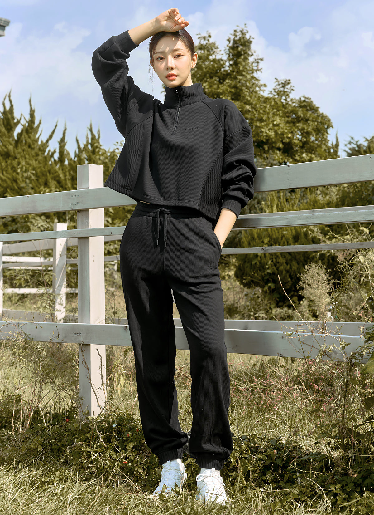 Peach Ribbed Basic Jogger Pants