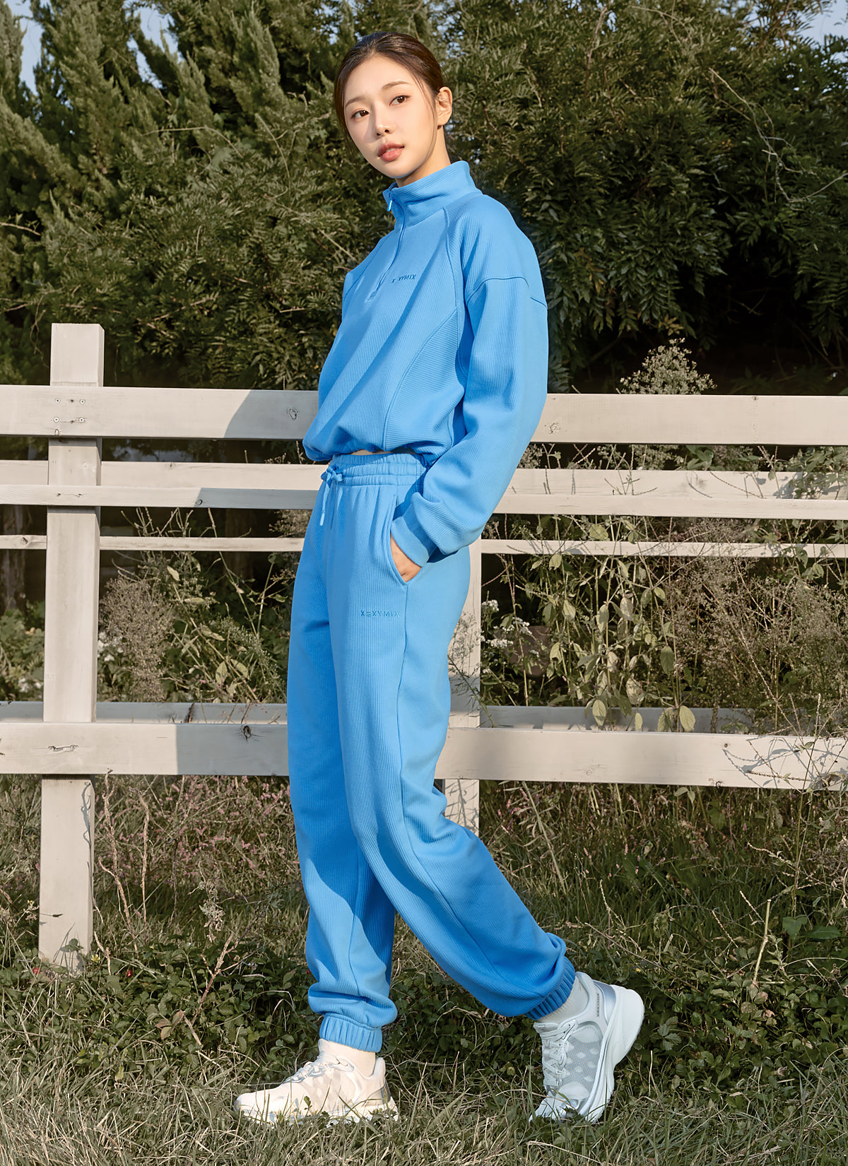 Peach Ribbed Basic Jogger Pants