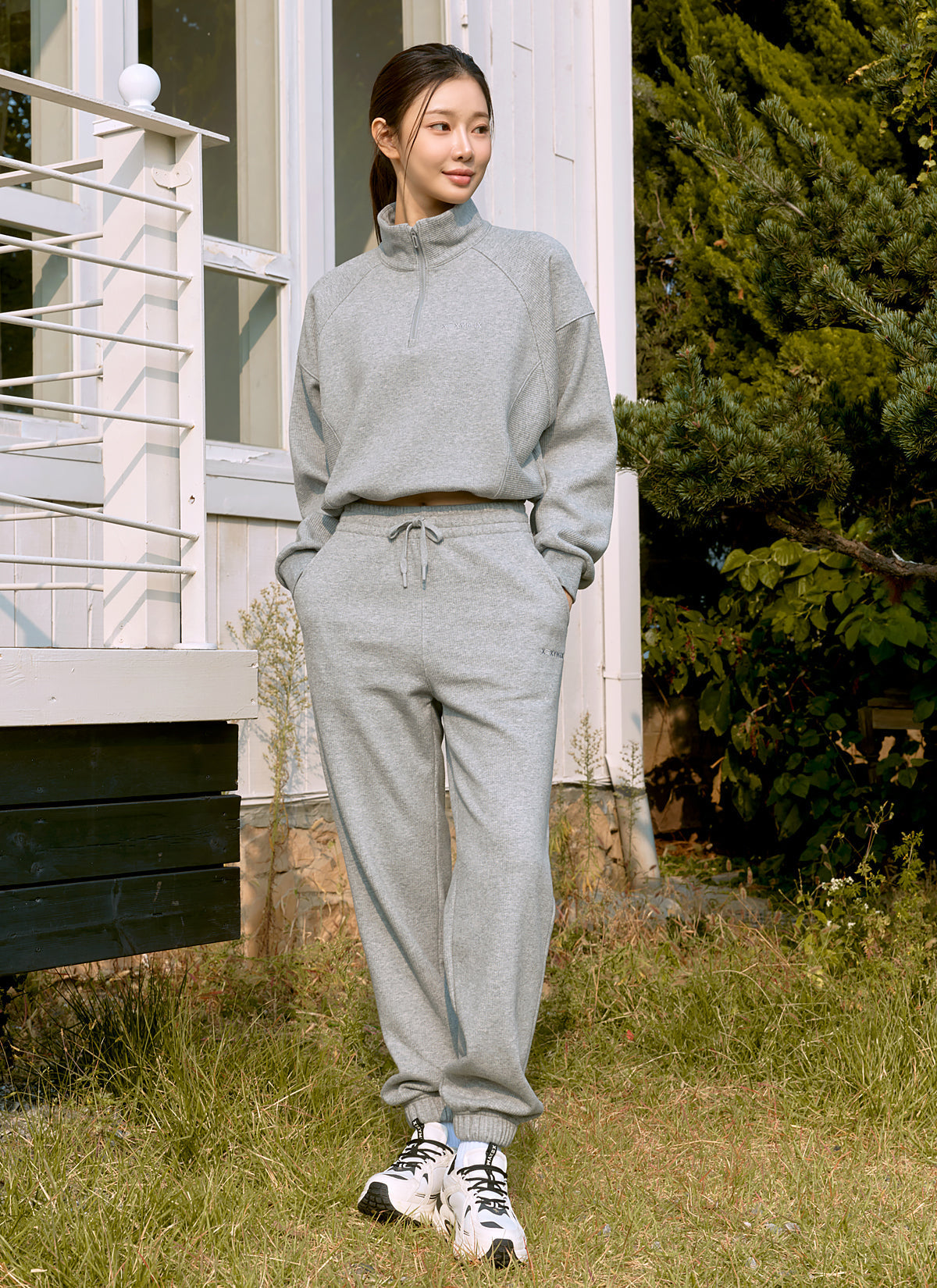 Peach Ribbed Basic Jogger Pants