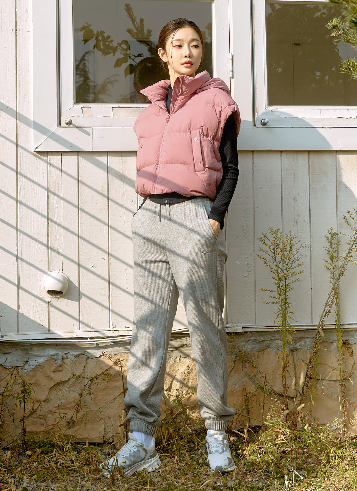 Peach Ribbed Basic Jogger Pants