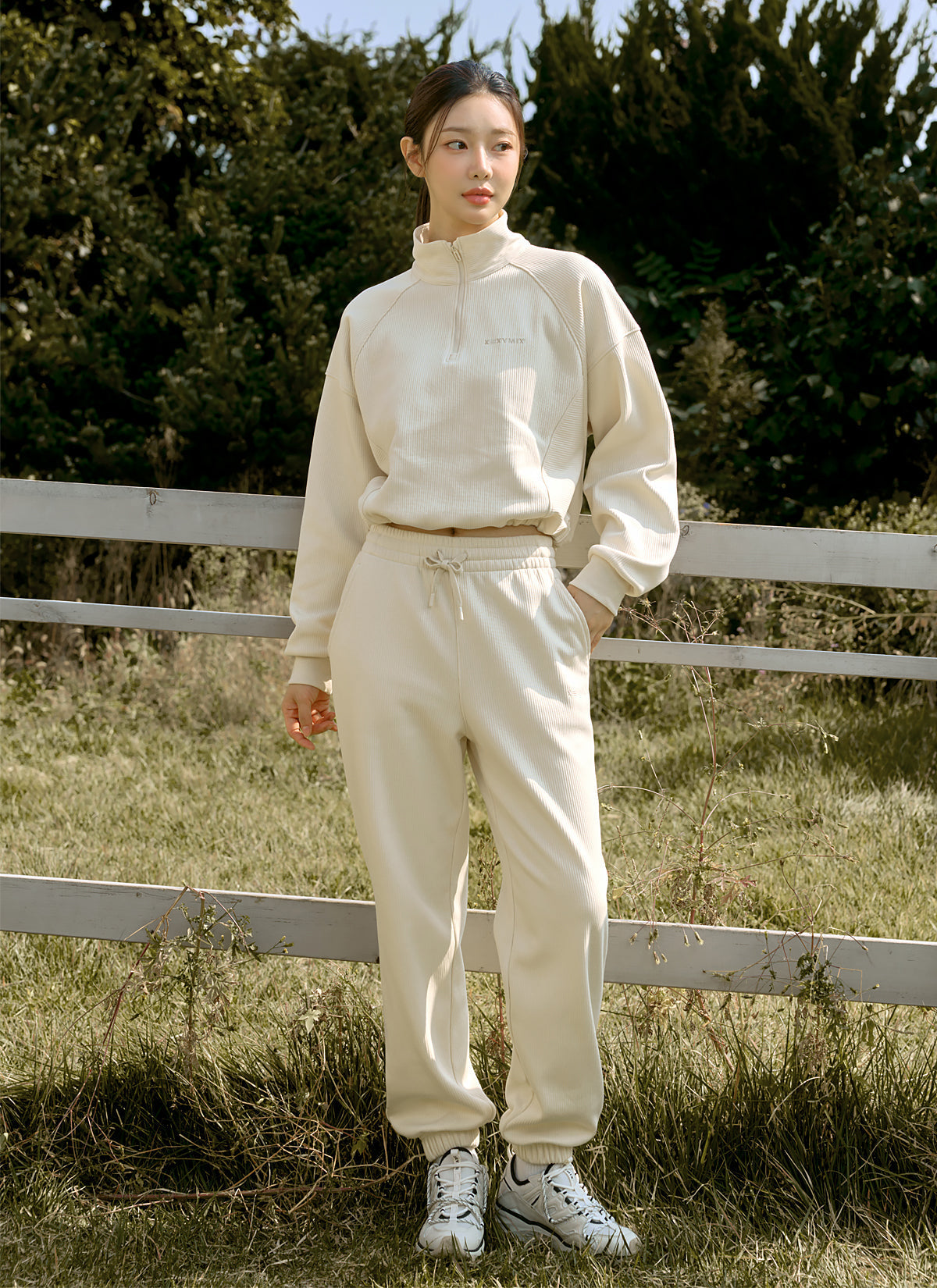 Peach Ribbed Basic Jogger Pants