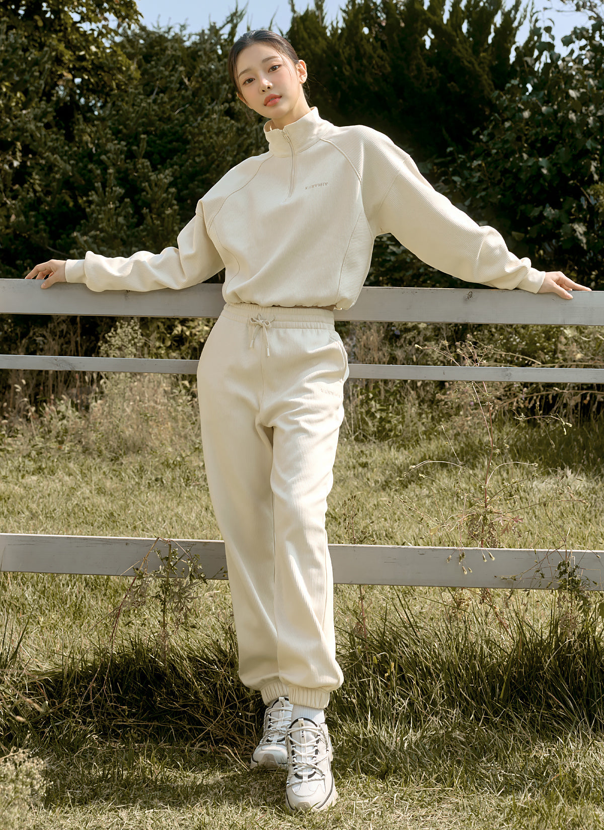 Peach Ribbed Basic Jogger Pants