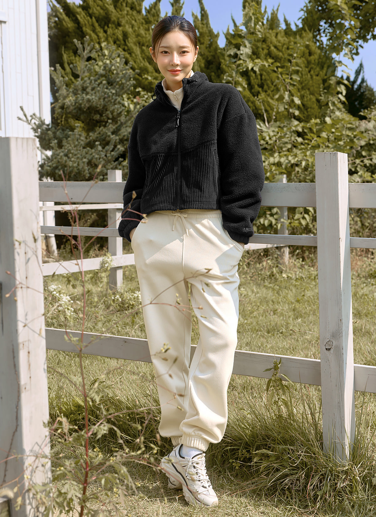 Peach Ribbed Basic Jogger Pants