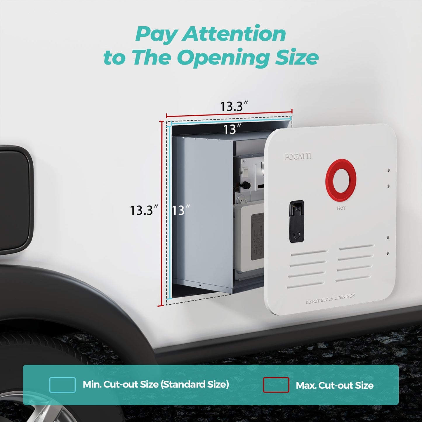 Fogatti RV Tankless Water Heater Door - 15 x 15 inches
