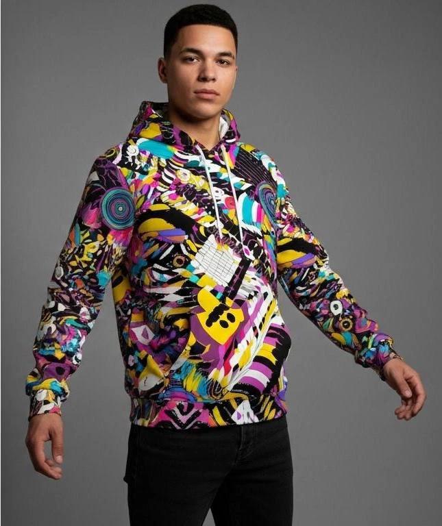 Heavyweight Primal Print Cotton Hoodie | Bold 310GSM AOP Pullover for Streetwear Collectors & Cold Nights