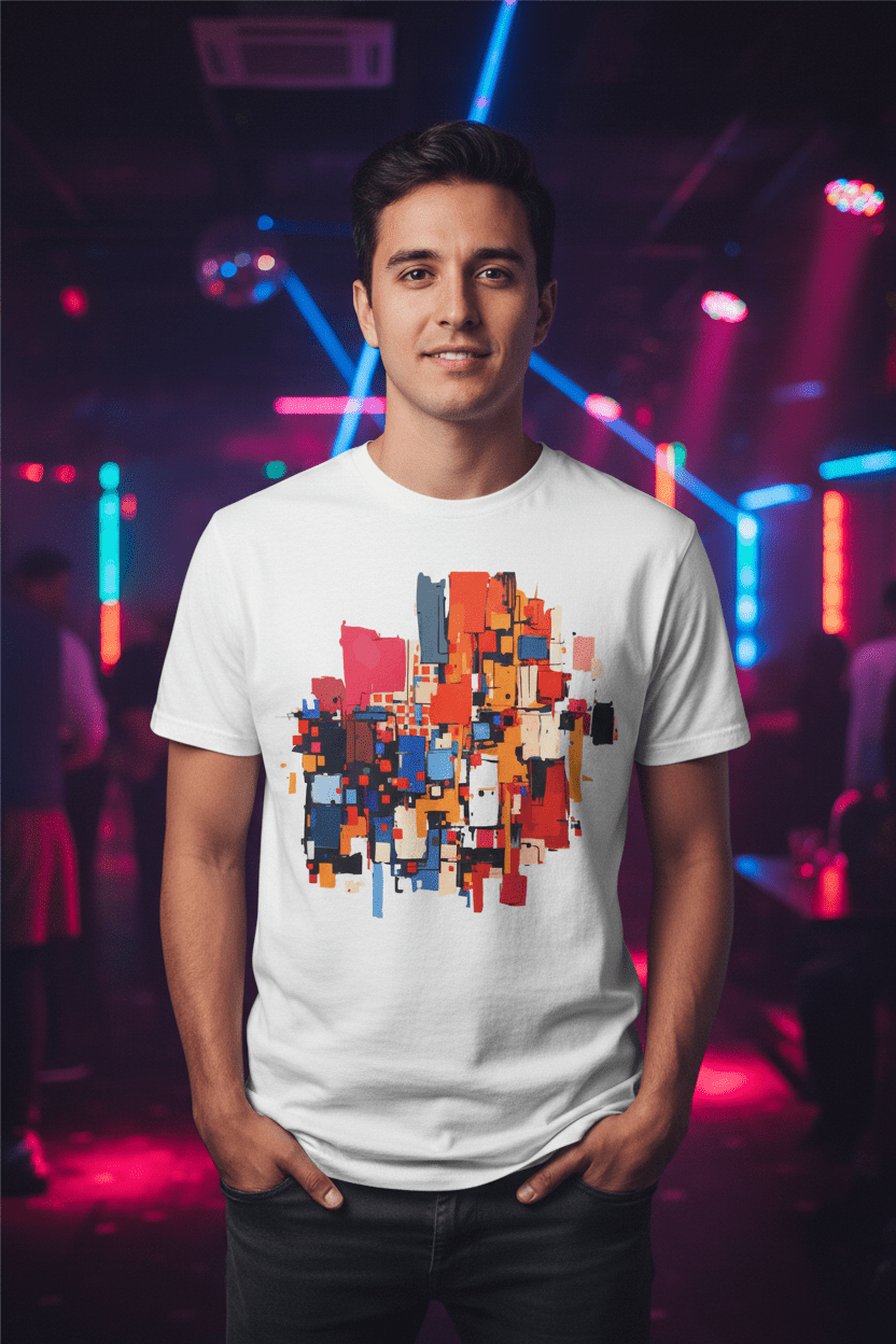 Garment-Dyed Art Tee for the Chronically Self-Expressive — Abstract Geometric AOP T-Shirt, Ring-Spun Cotton Statement, Wearable Art Streetwear