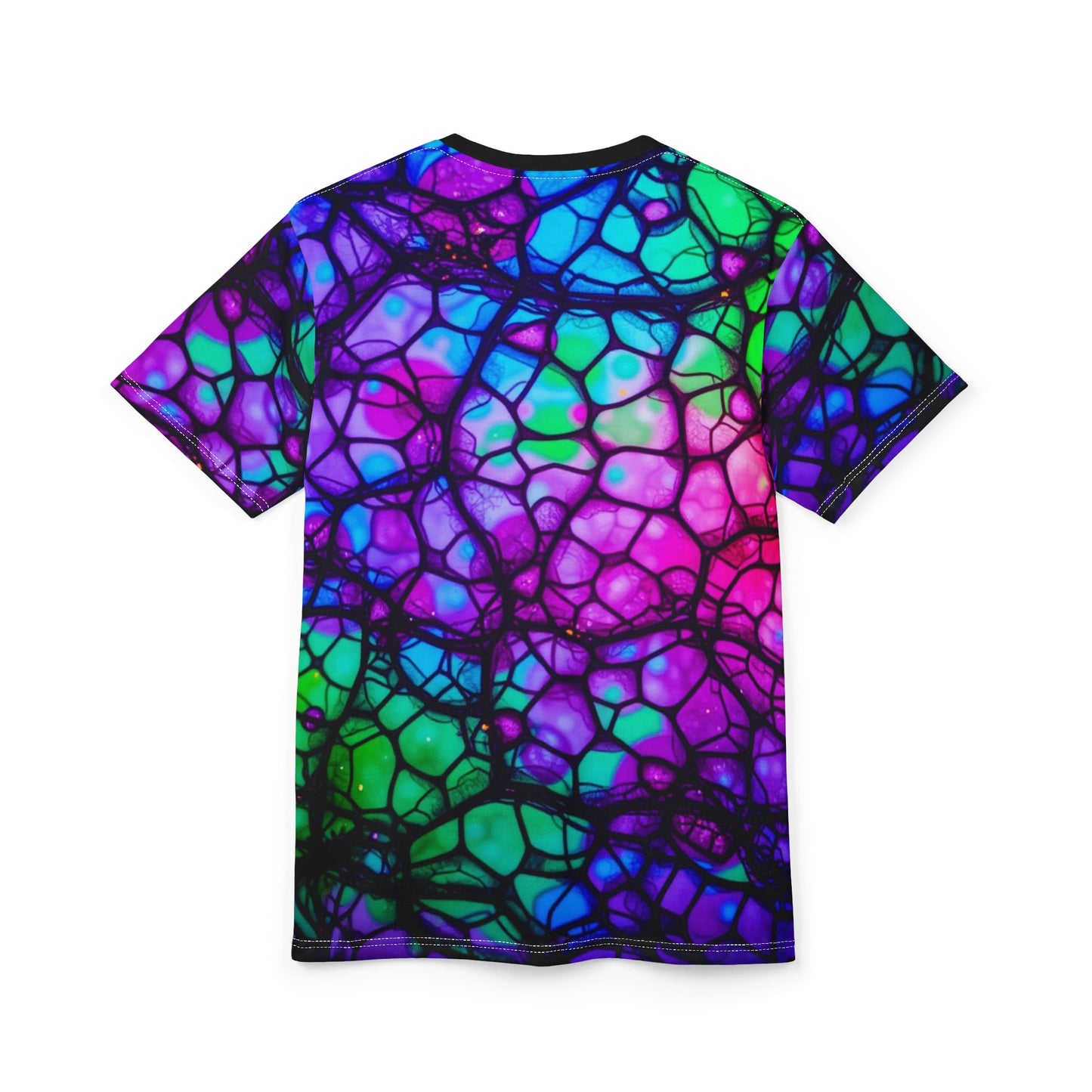 Psychedelic Web Unisex Tee – Vibrant Abstract Cut & Sew T-Shirt | Festival Fashion & Streetwear Vibes