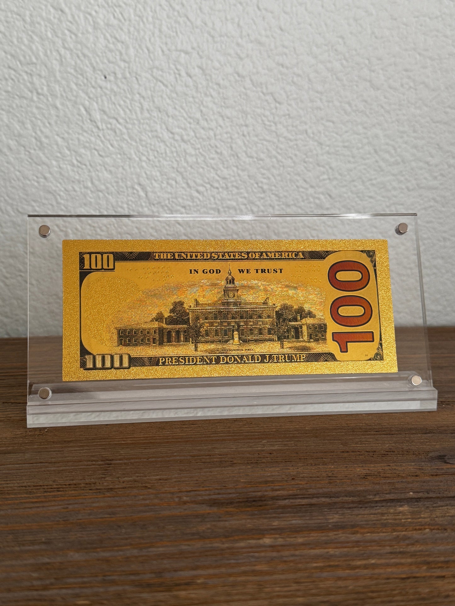 President Trump Gold Foil Embossed $100 Bill